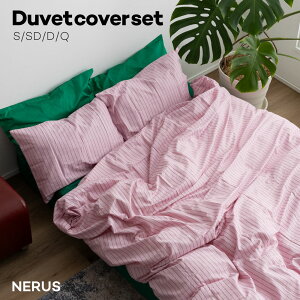 ハドル huddle NERUS 正規品 布団カバー セット ピンク パープル ストライプ 掛け布団カバー セット シングル セミダブル ダブル ボックスシーツ ベッドシーツ 綿100 2点セット 3点セット シーツ