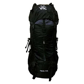 大容量 バックパック ブラック リュックサック 70L+5L レインカバー付き 防水 防塵 アウトドア 登山 旅行 防災 災害 アウトドア 用品 キャンプ用品 大容量リュック 多機能 バックパック リュックサック (ブラック) [Loook]