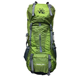 大容量 バックパック グリーン リュックサック 70L+5L レインカバー付き 防水 防塵 アウトドア 登山 旅行 防災 災害 アウトドア 用品 キャンプ用品 大容量リュック 多機能 バックパック リュックサック (グリーン) [Loook]