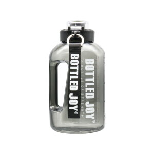 ボトルドジョイ 正規販売代理店 Grip Water Bottle 1.5 ver.2 クリア(ブラック クリア 2色展開 スポーツボトル グリップハンドル ストラップ 専用ブラシ付 割れにくい フィットネス ヨガ ジム 水分