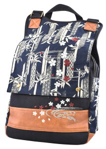 Ripple ZAKKA 帆布×合皮 刺繍 リュック 菊輪 和柄 刺繍 バッグ リックサック メンズ 軽いリュック リュックサック リュックバッグ 男性リュック 和風バック メンズリュックサック おしゃれリュ
