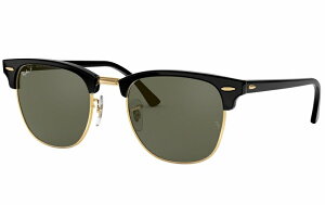 RAY-BAN Sunglasses CLUBMASTER Black & Gold RB3016 901/58 G-15 Green Polarized size:51