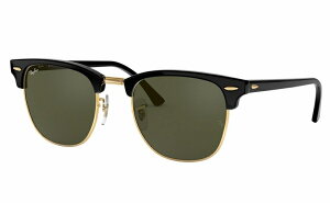 RAY-BAN Sunglasses CLUBMASTER LOW BRIDGE FIT Black On Gold RB3016F W0365 G-15 Green size:55