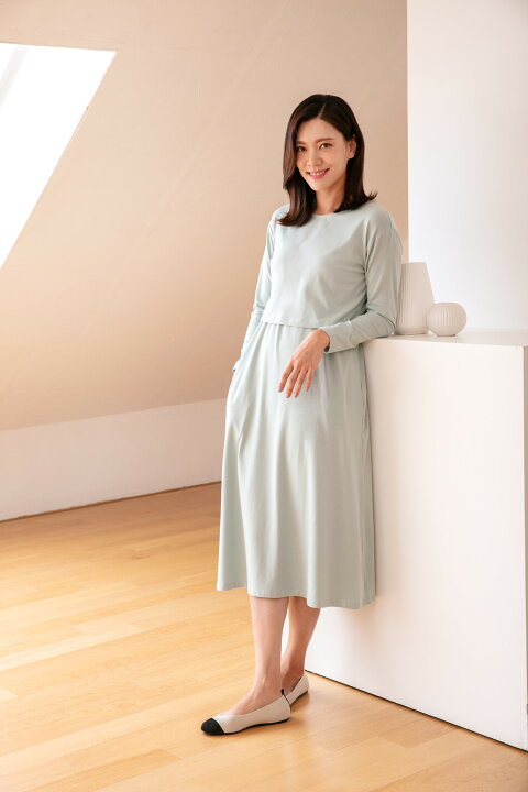 楽天市場 公式 当店人気no 1 セットアップ おしゃれ 全6色 ポケット付 コニー 授乳ラップスカートツーピース Konny 授乳服 マタニティ兼用 長袖 隠れ授乳口 コニーママウェア 産後服 柔らか生地 高級素材 コニー抱っこ紐楽天市場店