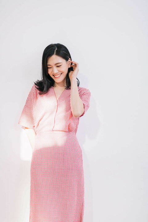 Konny コニー 授乳ワンピース ギンガムチェック ラッフル 21新商品 Konny コニー 授乳ワンピース ギンガムチェック ラッフル 21新商品