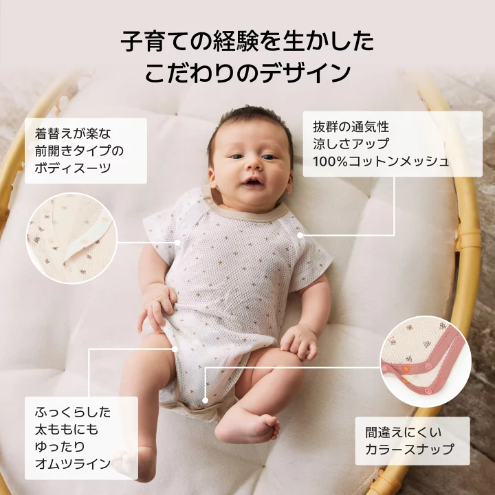 楽天市場】コットンメッシュボディースーツ 新生児 肌着 柔らかい 通気 