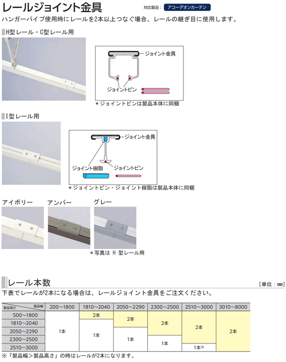 楽天市場】タチカワ アコーディオンカーテン オプション レール