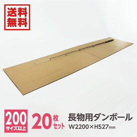 長物用 ダンボール 段ボール ダンボール箱 段ボール箱 250サイズ ゴルフクラブ 釣竿 【梱包クラブ】 W2200×H527mm 20枚※沖縄・北海道・離島は販売不可