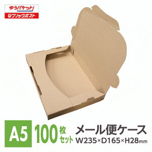 メール便ケース ダンボール A5 28mm厚 100枚入 ゆうパケット ネコポス らくらくメルカリ便 3cm 段ボール 箱 フリマ ポストイン 差込式 激安W235xD165xH28※北海道は別送料、沖縄・離島は販売不可