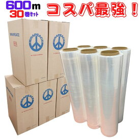 ストレッチフィルム 500mm ラップフィルム 厚み8μ 長さ600m 30巻セット 法人様向け 5ケース ラップ WRAPEACE SY SH HOH HA 包装資材 梱包資材 荷役 防塵 [L2] 【ST8-5ケース】