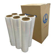 ストレッチフィルム 500mm ラップフィルム 15μ 相当品 厚み 12μ 強化フィルム 長さ300m 1ケース 6巻 紙…