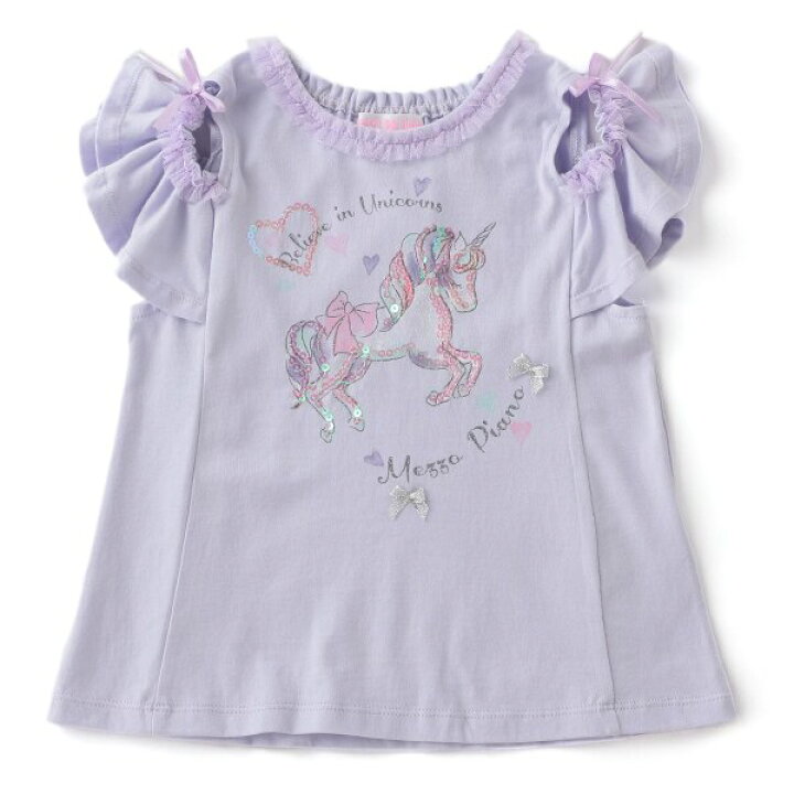 楽天市場】メゾピアノ mezzopiano スパンコールユニコーン肩開きT  