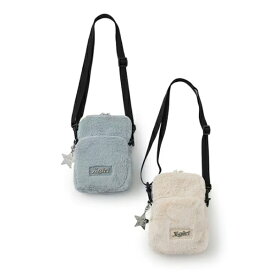 X-girl Stages エックスガール ステージス ファーミニショルダーバッグ アイボリー ライトブルー もこもこ 星型モチーフ キッズ