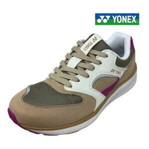 【YONEX ヨネックス SHW123 パワークッション ベージュ/ピンク 3.5E】ランニング ウォーキング スニーカー やわらかクッション 軽量