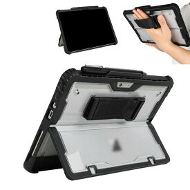 Surface Pro 8 ケース (13インチ) 耐衝撃 クリア カバー サーフェス プロ8 2重構造 おすすめ クリアケース/カバー TPU 片手持ち ペンホルダー付き スタンド機能 衝撃吸収 タブレットケース タブレットカバー