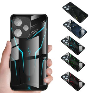 Redmi 12 5G ケース Redmi Note 12R カバー かっこいい 背面強化ガラス 側面シリコン ケース ストラップホール付き シャオミ リドミーノート12R/リドミ 12 5G