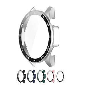 HUAWEI WATCH GT 4 �P�[�X �J�o�[ �t���ʋ����K���X �S�ʕی� �t���ی�P�[�X �t�@�[�E�F�C�E�H�b�` GT 4 46mm �P�F/�N���A �t�B������� �n�[�h�P�[�X