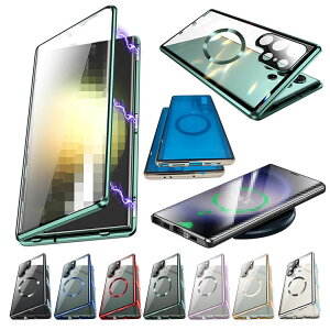 Galaxy S24 �P�[�X �A���~ �o���p�[ S24+ S24 Ultra �J�o�[ �O�㋭���K���X ���������� �A���~�o���p�[ ���b�N�t�� �J�����ی� Qi�[�d ���C�����X�[�d �Ή� �N���A ���� ���� �}�O�l�b�g�Œ� �S�ʕ�