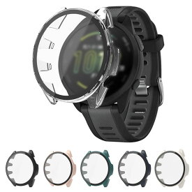 Forerunner 165 ケース カバー 強化ガラス（ガラスフィルム）付き 全面保護 液晶保護ケース Garmin ガーミン フォアランナー165 単色/クリア フィルム一体 ハードケース