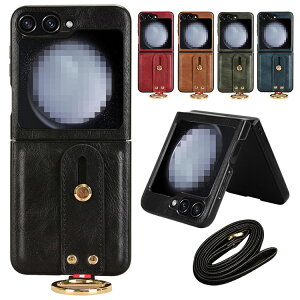 Galaxy Z Flip6 �P�[�X �J�o�[ �܂肽���݌^ PU���U�[ �P�[�X �����h�~ �l�b�N�X�g���b�v ������ �x���g �����h�~�x���g �Ў葀�� ����� �X�g���b�v�� Samsung �T���X�� �M�����N�V�[ Z �t���b�v6 