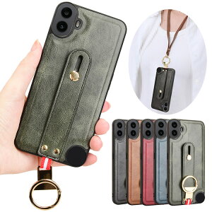 CMF Phone 1 ケース 耐衝撃 カバー スマホショルダー PUレザー+プラスチック ショルダーストラップ 肩掛けベルト付き 持ち手 ベルト 落下防止ベルト リング付き スマホベルト 片手操作 取っ手