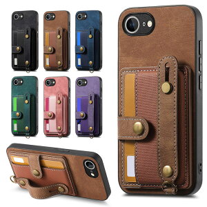 iPhone17e / iPhone16e �P�[�X �ϏՌ� �J�o�[ �X�g���b�v�t�� PU���U�[ �J�[�h���[ �Ў莝���ɕ֗��ȃn���h�X�g���b�v�t�� �X�^���h�@�\ Apple�A�b�v�� �A�C�t�H�� 17e / 16e �������� ������� �A�C�z