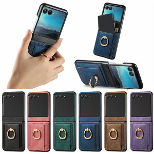 Razr 60/60s/60d �P�[�X Razr60 Ultra �ϏՌ� �J�o�[�܂肽���݌^ PU���U�[ ��̌^�����O�t�� �X�^���h�@�\ �J�[�h���[�t�� �X�g���b�v�� ���� ������ Motorola ���g���[�� ���[�U�[60 / 60 �E���g�� ��