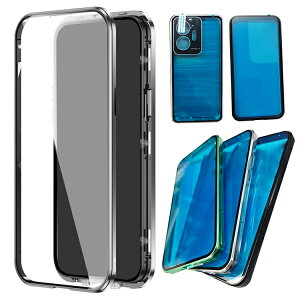 POCO F7 バンパー ケース アルミ カバー 前後強化ガラス かっこいい アルミバンパー ロック付き カメラ保護 クリア 透明 両面 マグネット固定 全面保護 小米 Xiaomi シャオミ アンドロイド おす