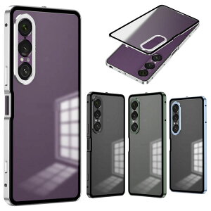 Xperia 1 VII バンパー ケース アルミバンパー かっこいい クリア 半透明 マット仕様 背面パネル (アクリル) カメラレンズカバー付き (強化ガラス) Sony ソニー エクスぺリア1 VII おしゃれ スマホ