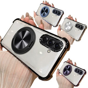 Galaxy S25 FE �P�[�X �N���A �J�o�[ �N���A �w�ʓ��� ���b�L TPU �\�t�g�P�[�X �J�����ی삠���̌^�����O�t�� �X�^���h�@�\ �X�g���b�v�� �p �ی� �R�[�i�[�o���p�[ Samsung �T���X�� �M�����N�V