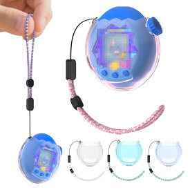 Tamagotchi Paradise クリア ケース カバー 透明 プラスチック ストラップ付き ハードケース 耐衝撃 シンプル お洒落 かわいい BANDAI バンダイ たまごっちパラダイス シンプル おしゃれ パープルスカイ ピンクランド ブルーウォーター