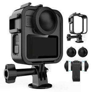 GoPro Max 2 ケース フレーム + レンズカバー*2 カバー かっこいい プラスチック+シリコン 保護フレーム プロテクト カメラレンズ保護 バッテリーカバー シンプル 耐衝撃 ゴープロ マックス2 ウ