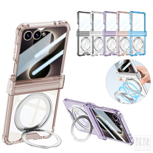 Galaxy Z Flip8 �P�[�X �N���A �J�o�[ ���� �T�u�f�B�X�v���C�t���ی�t�B���� �����K���X�t�B�����t�� �q���W�ی� �}�O�l�b�g���ԍڃz���_�[�Ή� ��̌^�����O�t�� �X�^���h�@�\ Qi�[�d ���C��