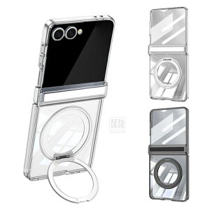 Galaxy Z Flip8 �P�[�X �N���A �J�o�[ ���� �T�u�f�B�X�v���C�t���ی�t�B���� �����K���X�t�B�����t�� �q���W�ی� �}�O�l�b�g���ԍڃz���_�[�Ή� ��̌^�����O�t�� �X�^���h�@�\ Qi�[�d ���C��