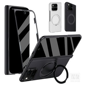 Pixel 11 Pro Fold�p �P�[�X �J�o�[ �O�ʋ����K���X �����K���X+�v���X�`�b�N ��̌^�����O�t�� �X�^���h�@�\ �q���W�ی� Qi�[�d ���C�����X�[�d �Ή� �O�[�O���p �s�N�Z��11 �v���p �t�H�[���h�p 