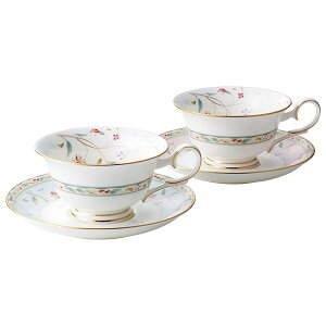 ノリタケ Noritake 花更紗 HANASARASA ティー・コーヒー碗皿 ペア 4409-56L/P50717A洋食器 陶磁器 カップ&ソーサー コーヒー 紅茶 ギフト 贈り物 贈答品 内祝い お祝い 母の日 敬老の日