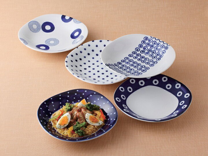 楽天市場】美濃焼 日本製【indigo japan 藍丸紋 軽量パスタ＆カレー5枚 
