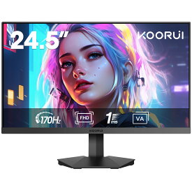 新商品！モニター ゲーム 24.5 ゲーミングモニター 180Hz ディスプレイ パソコンモニター VAパネル フルHD 1ms応答速度 Adaptive Sync対応 傾き調節 switch hdmi*2 DisplayPort Free-sync対応 VESA 卓上 KOORUI 誕生日 プレゼント