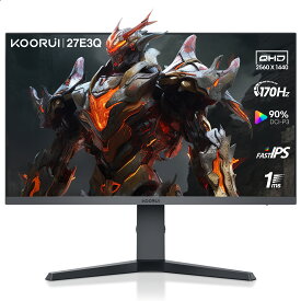 【10%OFFクーポン】KOORUI ゲーミングモニター 27インチ 170Hz FAST IPS GTG1ms 2k WQHD2560*1440 ディスプレイ pcモニター 1ms/HDR 400/ Adaptive Sync対応 ps4/ps5/switch対応 縦横回転 高さ調節 VESA対応 ギフト 27E3Q
