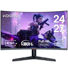 【10%OFFクーポン】KOORUI ★180Hz モニター 曲面 ゲーミングモニター 1MS 湾曲 pcモニター 27インチ 24インチ HDR10 VAパネル 超薄型 1500R FHD Adpitive sync対応 ディスプレイ 液晶 非光沢 DP/HDMI VESA 傾き調節 ps4/ps5/switch対応