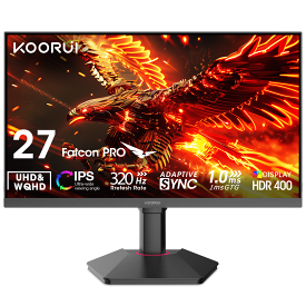 【10%OFFクーポン】KOORUI ゲーミングモニター 27インチ 24.5インチ FHD WQHD UHD 200Hz 320Hz 1ms (GTG) Fast IPSパネル HDR400 FreeSync/G-Sync対応/HDMI/DP ブルーライト低減 VESAマウント対応 隼PRO「ハヤブサPRO」シリーズ