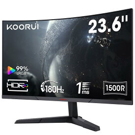 【10%OFFクーポン】KOORUI ★180Hz モニター 曲面 ゲーミングモニター 1MS 湾曲 pcモニター24インチ HDR10 VAパネル 超薄型 1500R FHD Adpitive sync対応 ディスプレイ 液晶 非光沢 DP×1/HDMI×2 VESA 傾き調節 ps4/ps5/switch対応 24E6CA