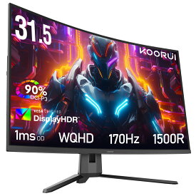 【10%OFFクーポン】KOORUI 31.5インチ湾曲ゲーミングモニター 170Hz 1ms WQHD 1500R湾曲ディスプレイ pcモニター HDMI DisplayPort 傾き調整 アイケア G3221SC