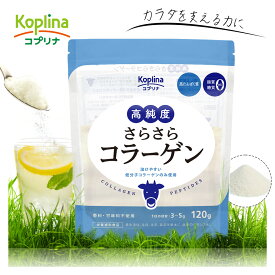 高純度さらさらコラーゲン 120g 【純度100％/牛由来低分子コラーゲン/匂い少ない/溶けやすい/脂質ゼロ/糖質ゼロ/無添加/無着色/プレーン/ニュートラルな味/国内製造】
