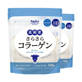 高純度さらさらコラーゲン 120g 2個セット【純度100％/牛由来低分子コラーゲン/匂い少ない/溶けやすい/脂質ゼロ/糖質ゼロ/無添加/無着色/プレーン/ニュートラルな味/国内製造】