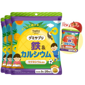 グミサプリ 鉄&カルシウム 60粒 3個セット 60日分グミ 本物果汁入り パイナップル りんご おいしい マルチミネラル 家族 子ども 健康 サプリ サプリメント 栄養補助食品 安心国内製造 コプリナ 送料無料】