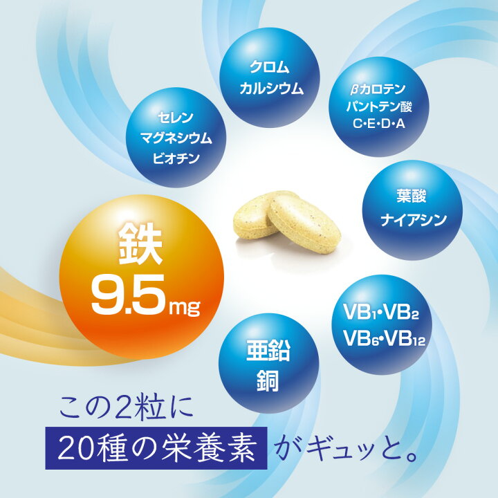 楽天市場】20種マルチビタミン&鉄・ミネラル 120粒 2個セット120日分 
