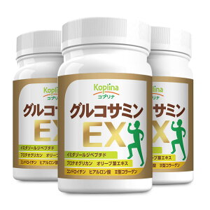 グルコサミンEX 180粒 3個セット90日分【小粒タブレット コンドロイチン、コラーゲン、イミダゾールジペプチド、ヒアルロン酸、プロテオグリカン配合 オリーブ葉 軟骨成分 筋肉成分 健康 サ