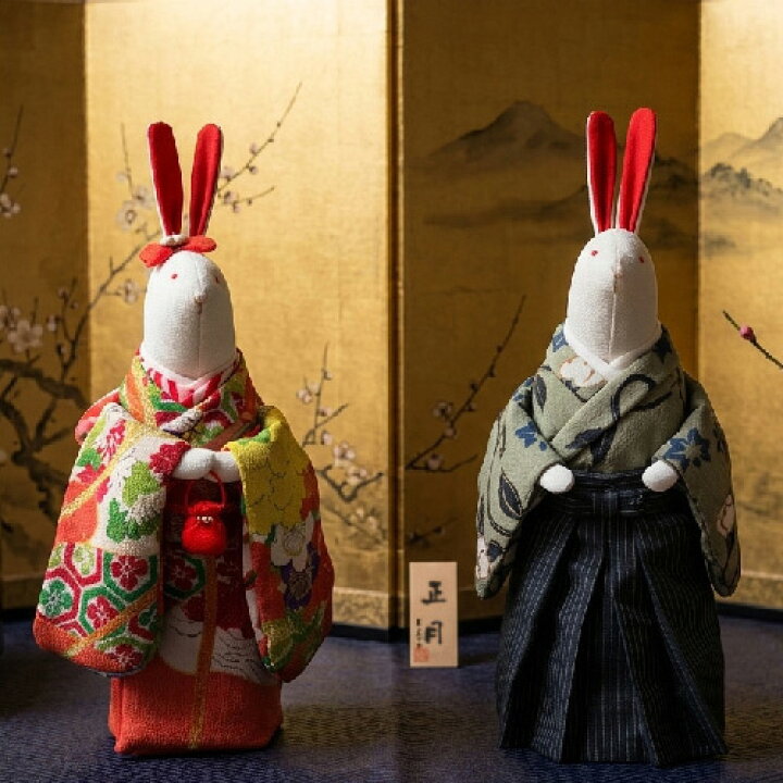 楽天市場】うさぎ立雛 ひな人形 ひな祭り 兎 ドール 置物 手作り 和 