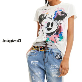 セール SALE 40%OFF Desigual デシグアル レディースファッション Tシャツ 半袖 ミッキーマウス Disney ピンク・モロ PinkMorro カジュアル インポート 30代/40代/50代 S/M/L/XL/XXL 大きいサイズ ホワイト